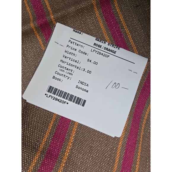 VTG Ralph Lauren Upholstery Fabric Remnant Marin Stripe Rose/Orange 27x27 0789 - Picture 3 of 4